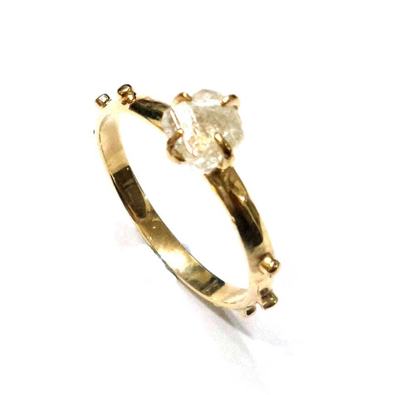 Basic Layout - 14k gold natural white diamond rosary ring 0.7ct