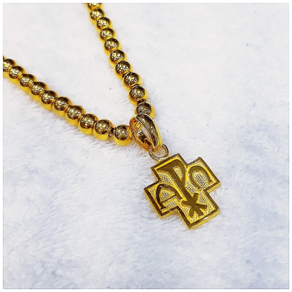Basic Layout - 24k pure gold alpha omega cross pendant